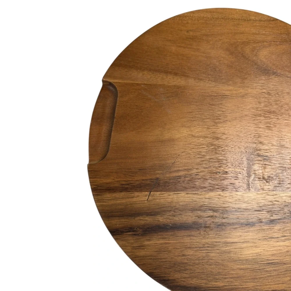 Round Wood Cutting Board Cheese Serving Tray W Groove 12 inch charcuterie WP66Q1